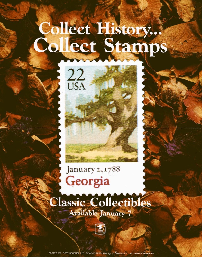 1988 USPS US Post Office Lobby Poster Collect History 22¢ Georgia Stamp #2339