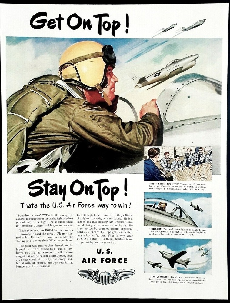 United States Air Force ad Vtg 1951 USAF pilot recruiting original advertisement