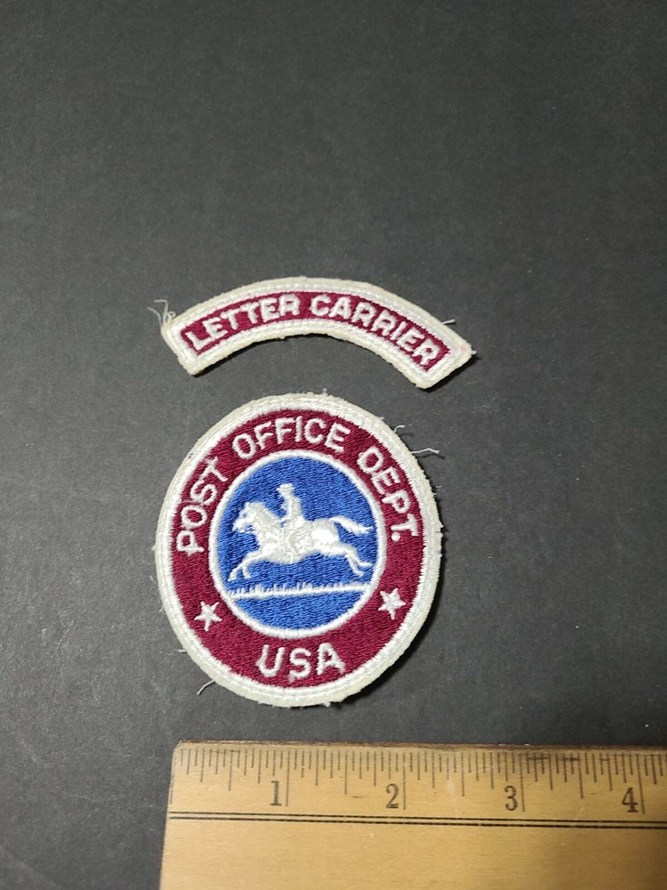 1940 – 50s Era U.S. POST OFFICE Mail Carrier Uniform Patch & Rocker Set