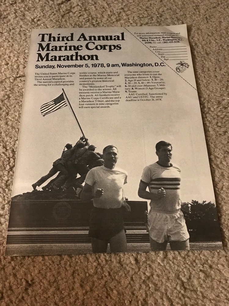 Vintage 1978 MARINES CORPS MARATHON Print Ad 3RD ANNUAL RACE 1970s RARE