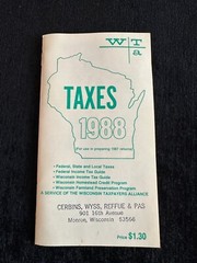 1988 WI Taxes Booklet Wisconsin Taxpayers Alliance Monroe WI