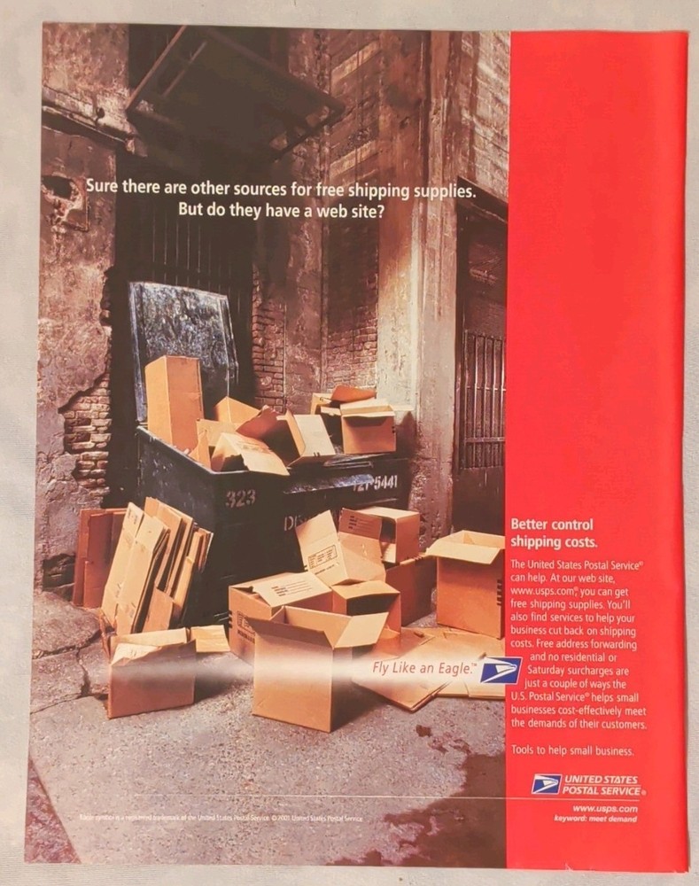 United States Postal Service Original Print Ad 2001 Brown Red Government