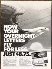 1988 USPS Express Mail PRINT AD Now Your Overnight Letters Fly for Less Eagle