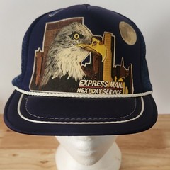 U.S. Mail Express Mail Next Day Service Trucker Hat 80s/90s Navy Blue Yellow