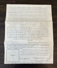 Vintage FBI Application Letter Paper LOT 1950s Government Dept of Justice