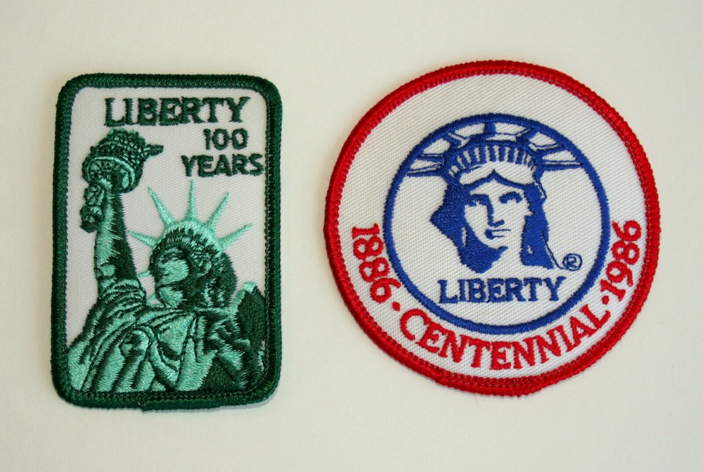 2 Vtg 1986 Statue of Liberty 100 Years Centennial Park Ranger Patch New NOS