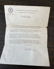 Vintage FBI Application Letter Paper LOT 1950s Government Dept of Justice