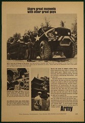 U.S. Army Recruiting Wheels Travel School Action Vintage Print Ad 1965