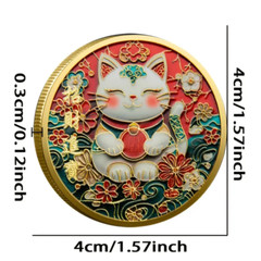 Lucky Japanese Chinese Coins Collectable Coin Cat Koi Snake Maneki-Neko 招き猫