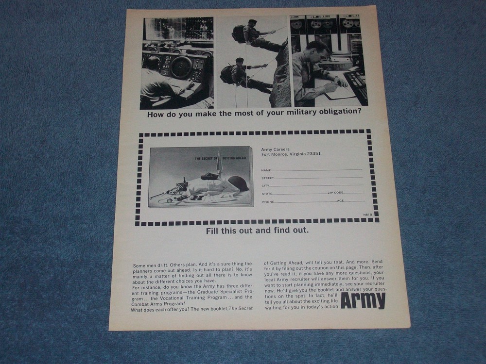 1965 US Army Vintage Recruitment Ad «How Do You Make the Most….»