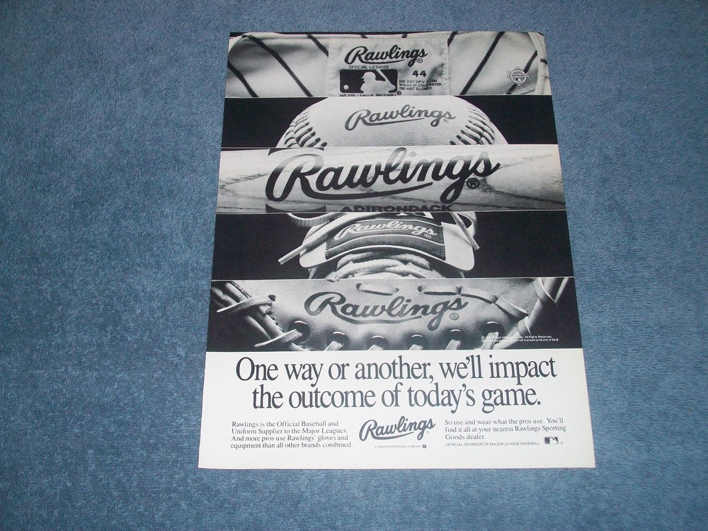 1991 Rawlings Baseball Equipment Vintage Ad «…We’ll Impact the Outcome…»