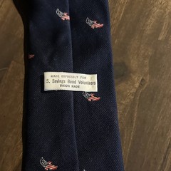 Vintage US Savings Bond Volunteers Tie Navy Blue Patriotic Eagle Flag Union Made