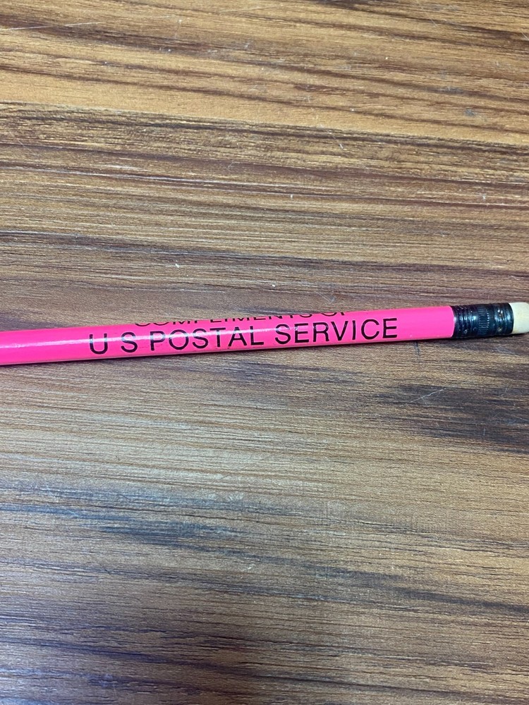 Vtg USPS United States Postal Service Pencil Complements of Postal Service Pink