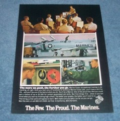1977 United States Marines Vintage Ad «The More We Push, The Further You Go.»