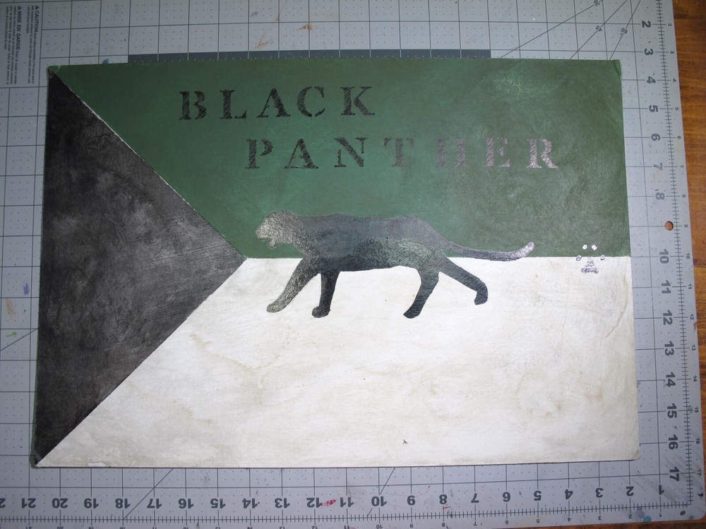 vtg 1970s political protest hand painted poster – Black Panther flag OS