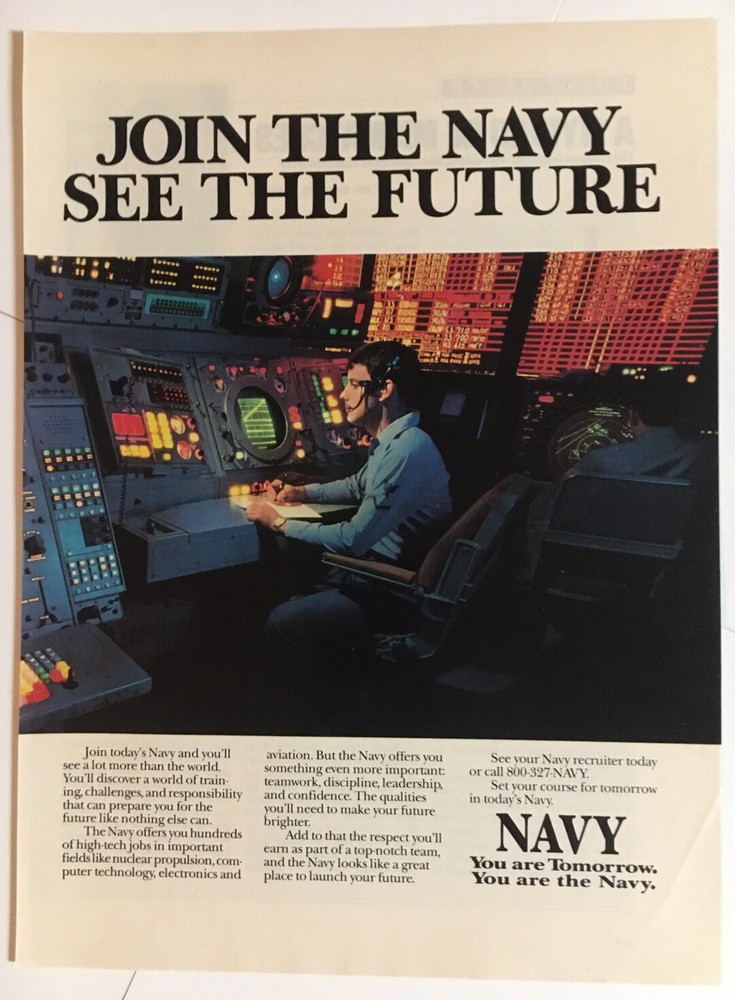 U.S. Navy See the Future 1988 Vintage Print Ad 8×11 Inches Wall Decor