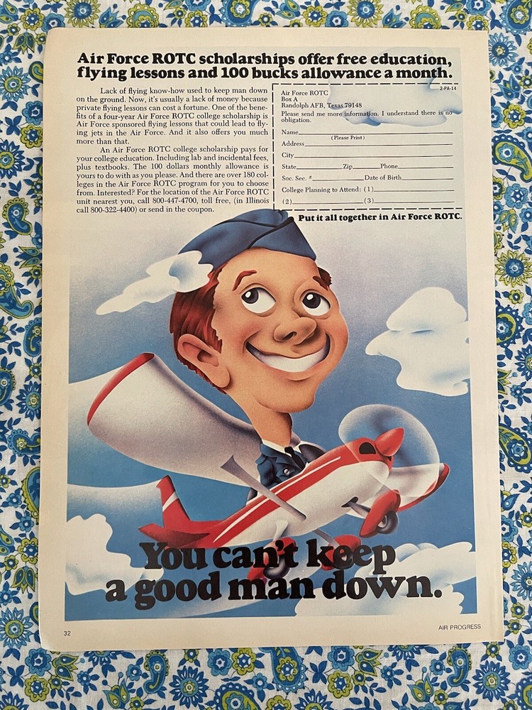 Vintage 1974 Air Force ROTC Recruitment Print Ad