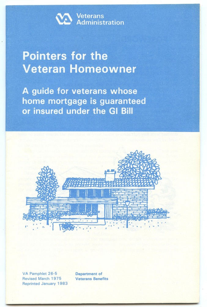 VA Pointers For The Veteran Homeowner Vintage 1983 Booklet