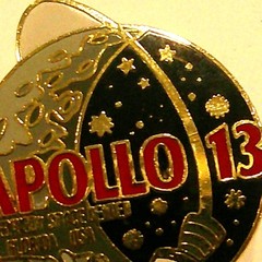 Apollo 13 NASA Enamel Lapel Pin Kennedy Space Center Florida USA Moon & Rocket