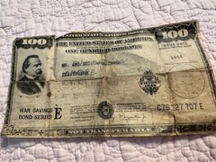 1945 U.S. Treasury War Savings Bond Series E WWII Vintage $100