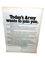 1971 Todays Army Wants You To Join Original Print Ad