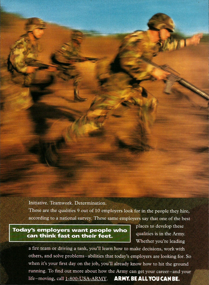 1993 US Army Fire Team Think Fast On Their Feet vintage Print Ad Advertisement