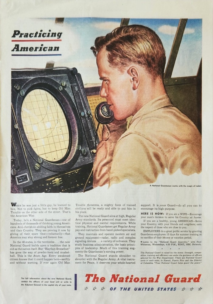 1947 The National Guard of the United States Vintage Ad Practicing American