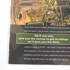 VTG US Army Recruiting Advertising Print Ad Garage Wall Art Military Humvee