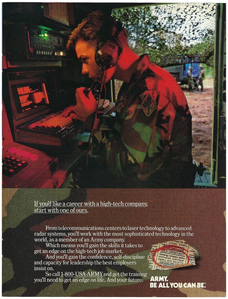 1994 United States U.S. Army Career High Tech Company Retro Print Ad/Poster