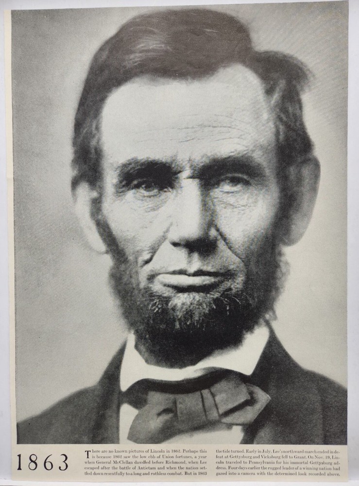 1942 Abraham Lincoln 1863 Portrait Gettysburg Address Original Print Ad Life Mag