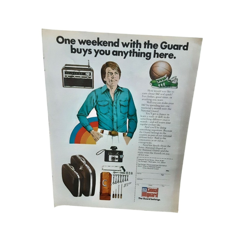 1973 National Guard One Weekend Original Print Ad Vintage