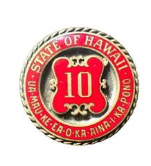 State Of Hawaii Lapel Pin Sterling Silver Red Enamel Vintage 10 Year Service