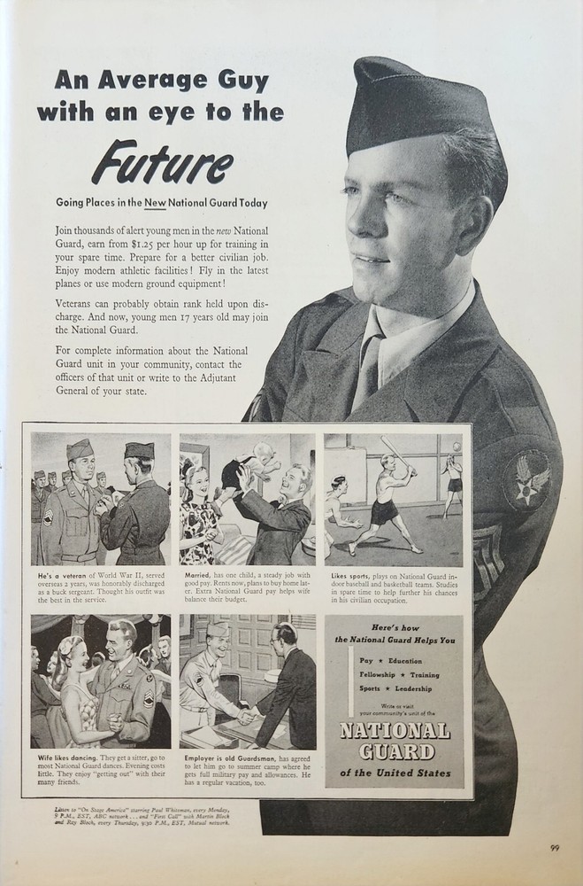 1947 The National Guard of the United States Vintage Ad average guy