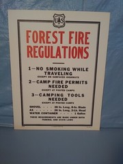 Old Forest Service Sign FOREST FIRE REGULATIONS
