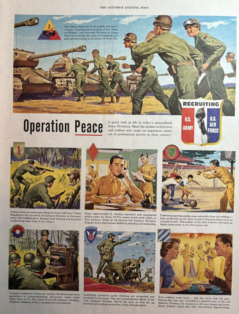 1949 U S Army Air Force Recruiting Operation Peace Soldiers Vintage Print Ad