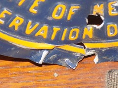 Vintage NY State Land Tin Embossed Sign