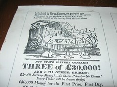 1894 Art Print Engraving – Advertising for LOTTERY Ad Puffs FORTUNE Playbill Ads