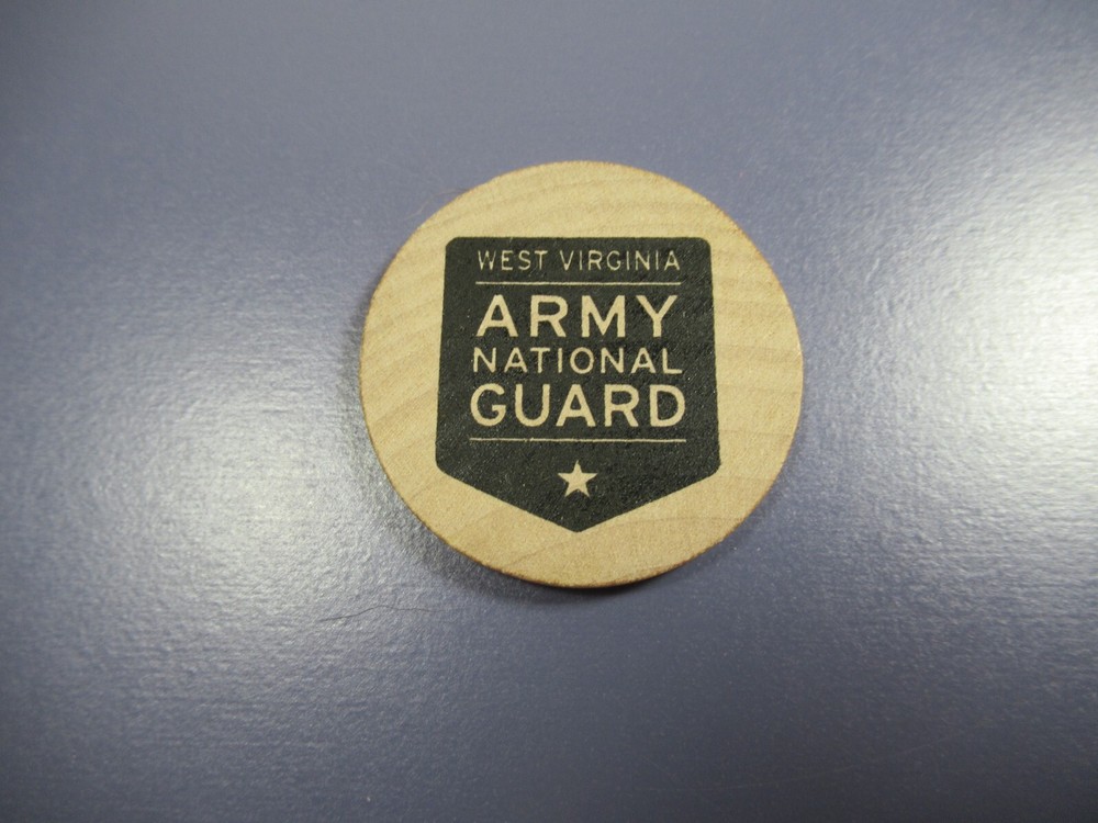 One Inch Wood Token Recruitment Advertisement Army National Guard West Virginia