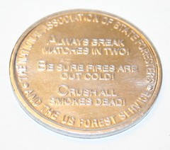 Vintage Smokey The Bear Aluminum Prevent Forest Fire Token NOS