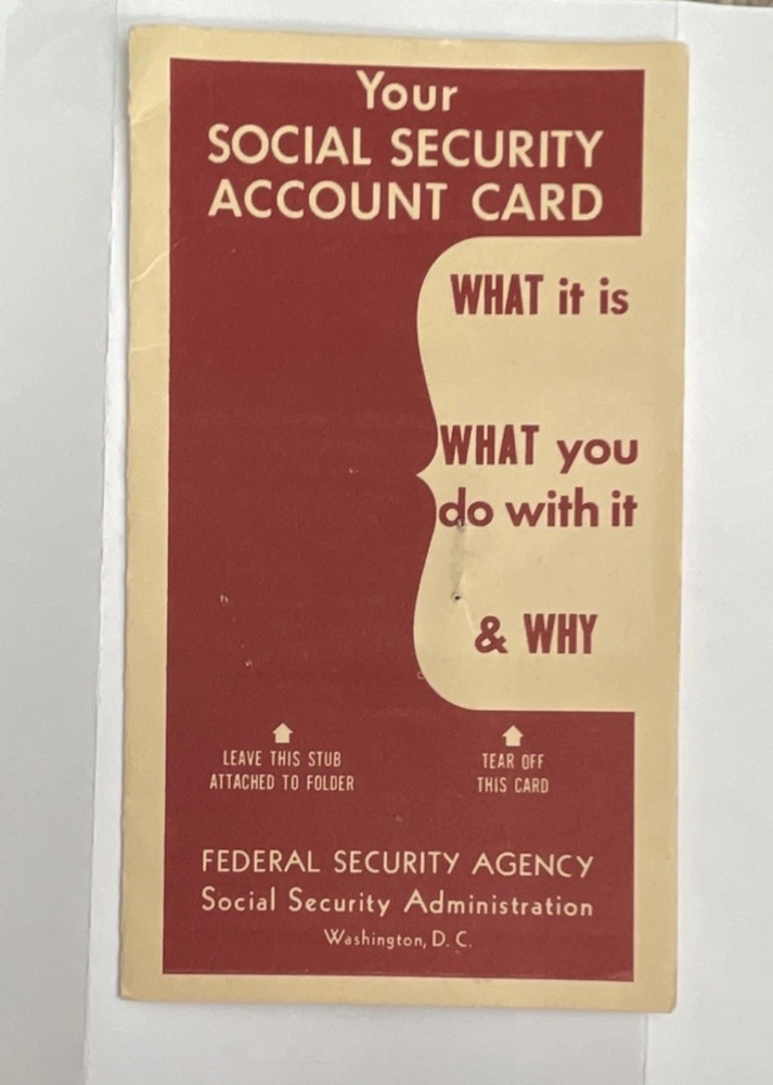 Federal Security Agency Social Security Administration 1950 Sign Beige Red