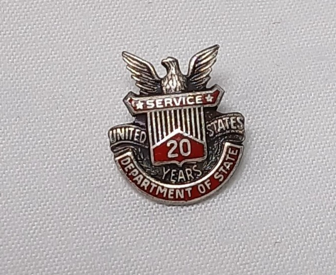 Sterling Silver Enameled USA Dept of State | 20 year Service Pin