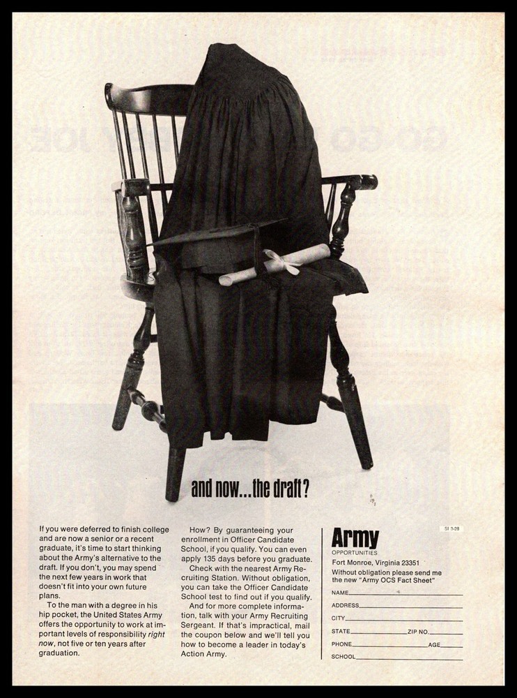 1966 U.S. Army «OCS Fact Sheet» Fort Monroe Virginia Recruiting Vintage Print Ad