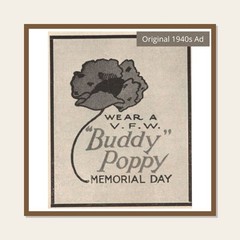 V.F.W. Buddy Poppy Memorial Day Vintage Print Ad 1947 u Original