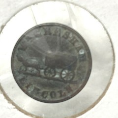 Wm. Gresham Lincoln Advertising Button 1800s Conestoga Wagon Tailor Ad 1-piece