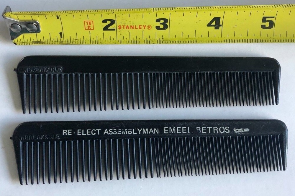 RE-ELECT ASSEMBLYMAN EMEEL BETROS [1969-1980] Plastic Combs by UNBREAKABLE