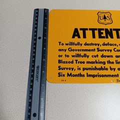 VTG NOS Forest Service National Park Attention Corner Monument Conservation Sign