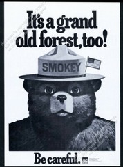 1976 Smokey Bear art It’s A Grand Old Forest US Forest Service vintage print ad