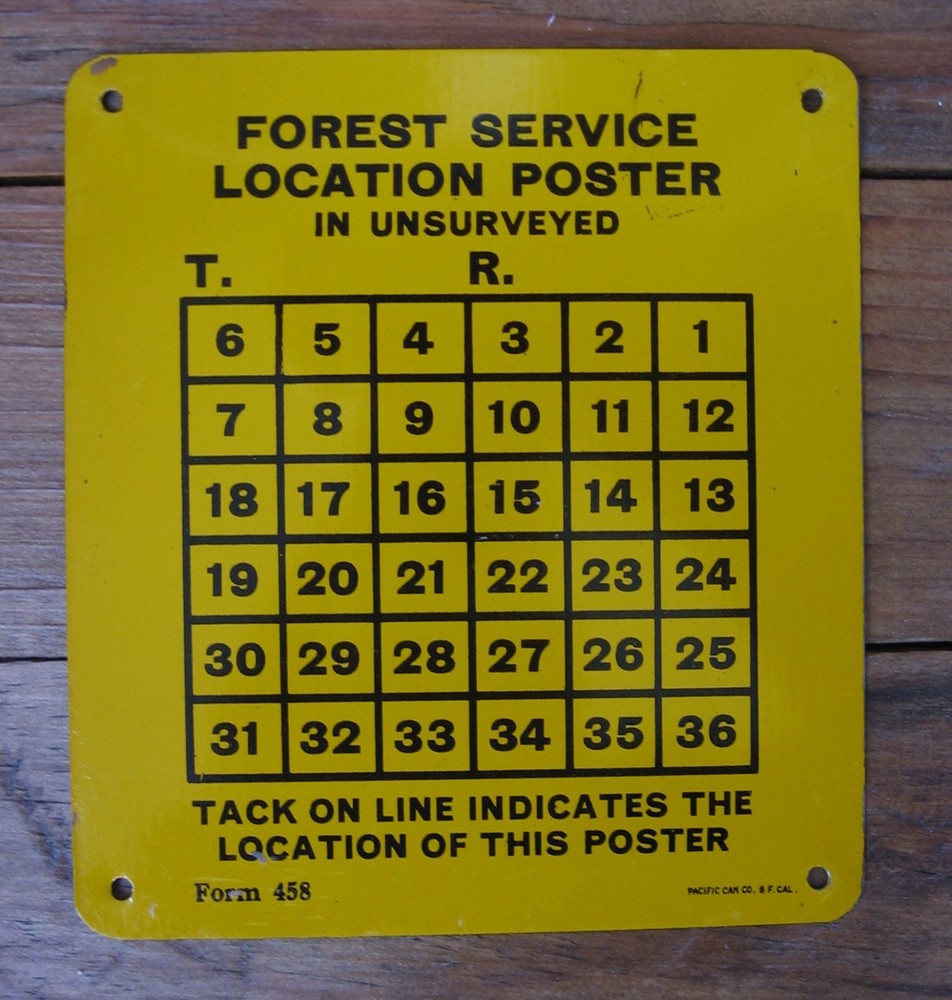 Authentic US Forest Service Location Poster Metal Sign Unsurveyed Town Range 458