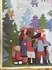 Vintage Original 1976 Christmas USPS Post Office Lobby Stamp Poster Santa Snow