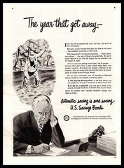 1949 U. S. Savings Bonds «The Year That Got Away» Man Fly Fishing Trip Print Ad